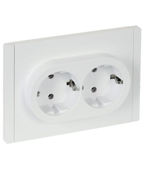 Розетка 2-м СП FORTE&PIANO FP224 16А с заземл. без защ. шторок безвинт. крепл. бел