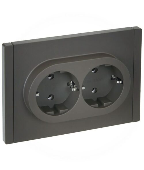 Розетка 2-м СП FORTE&PIANO FP324 16А с заземл. без защ. шторок безвинт. крепл. сер