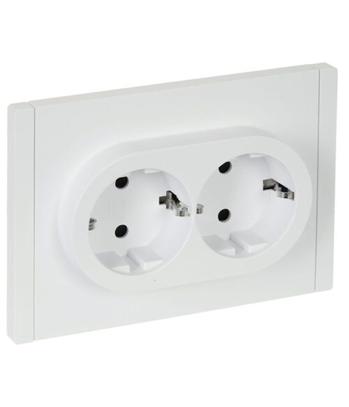 Розетка 2-м СП FORTE&PIANO FP223 16А с заземл. защ. шторки безвинт. крепл. бел
