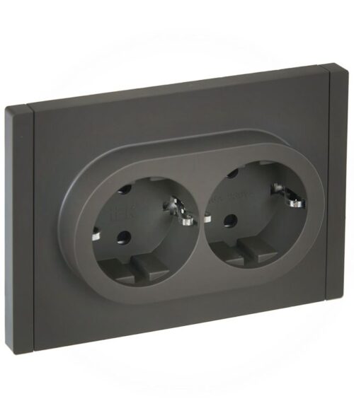 Розетка 2-м СП FORTE&PIANO FP323 16А с заземл. защ. шторки безвинт. крепл. сер