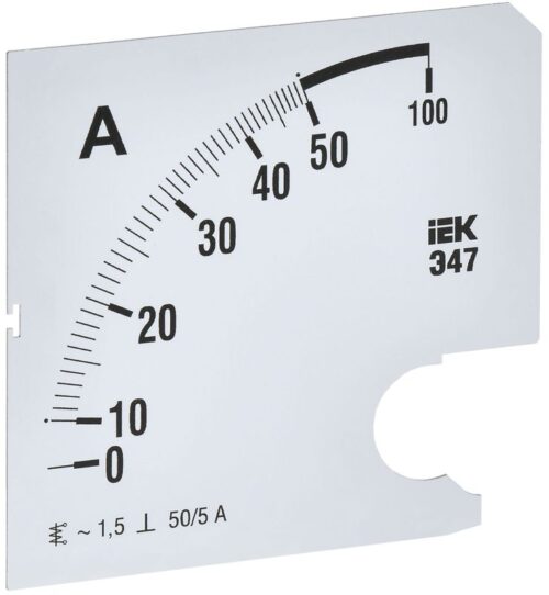 Шкала сменная для амперметра Э47 50/5А-1.5 96х96мм