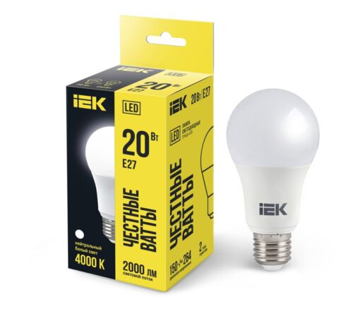 Лампа светодиодная 20Вт A60 грушевидная 4000К нейтр. бел. E27 230В