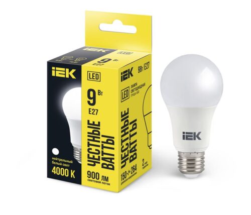 Лампа светодиодная 9Вт A60 грушевидная 4000К нейтр. бел. E27 810лм 230-240В