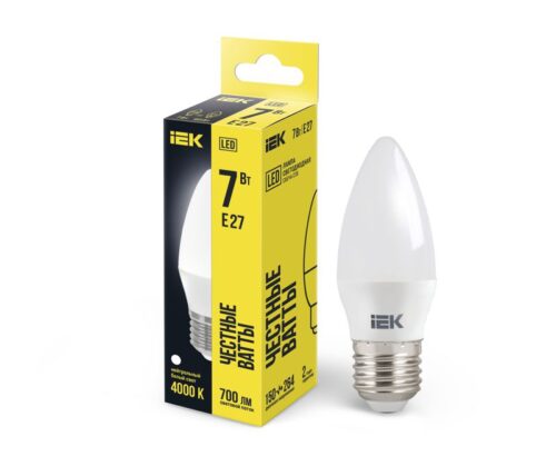Лампа светодиодная 7Вт C35 свеча 4000К нейтр. бел. E27 230В