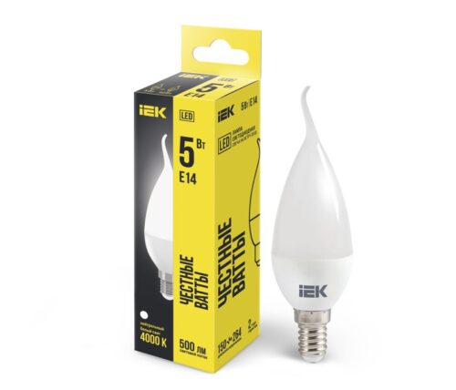 Лампа светодиодная 5Вт CB35 свеча на ветру 4000К нейтр. бел. E14 450лм 230-240В