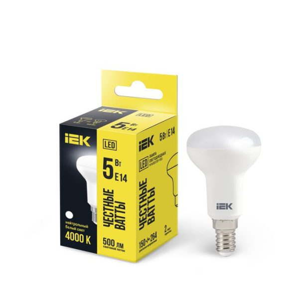 Лампа светодиодная 5Вт R50 4000К нейтр. бел. E14 450лм 230-240В