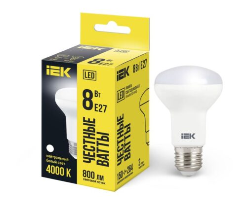 Лампа светодиодная 8Вт R63 4000К нейтр. бел. E27 720лм 230-240В