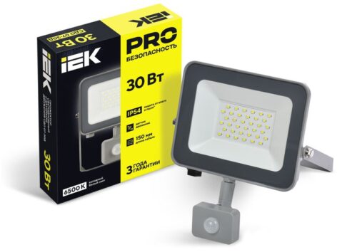 Прожектор светодиодный СДО 07-30Д 30Вт 6500К IP54 с датчиком движ. сер