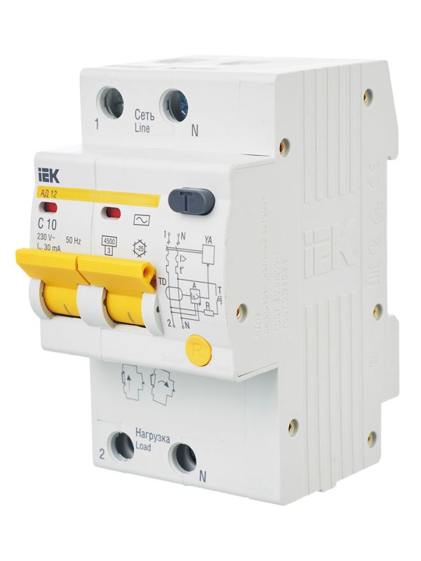 Выключатель автоматический дифференциального тока 2п C 10А 30мА тип AC 4.5кА АД-12 — изображение 8