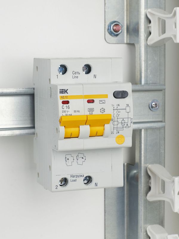 Выключатель автоматический дифференциального тока 2п C 16А 30мА тип AC 4.5кА АД-12 — изображение 10