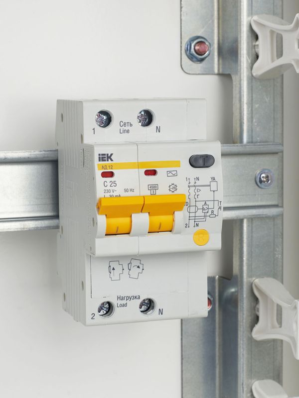 Выключатель автоматический дифференциального тока 2п C 25А 30мА тип AC 4.5кА АД-12 — изображение 10