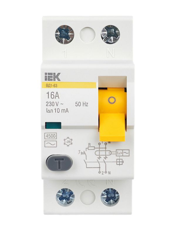 Выключатель дифференциального тока 2п 16А 10мА тип AC ВД1-63 — изображение 2
