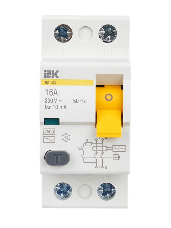 Выключатель дифференциального тока 2п 16А 30мА тип AC ВД1-63 — изображение 2
