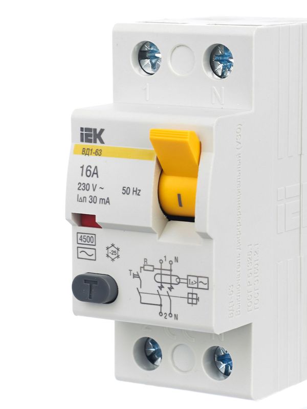 Выключатель дифференциального тока 2п 16А 30мА тип AC ВД1-63 — изображение 8