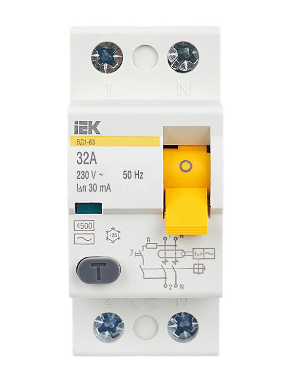 Выключатель дифференциального тока 2п 32А 30мА тип AC ВД1-63 — изображение 2