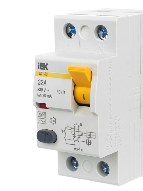 Выключатель дифференциального тока 2п 32А 30мА тип AC ВД1-63 — изображение 8