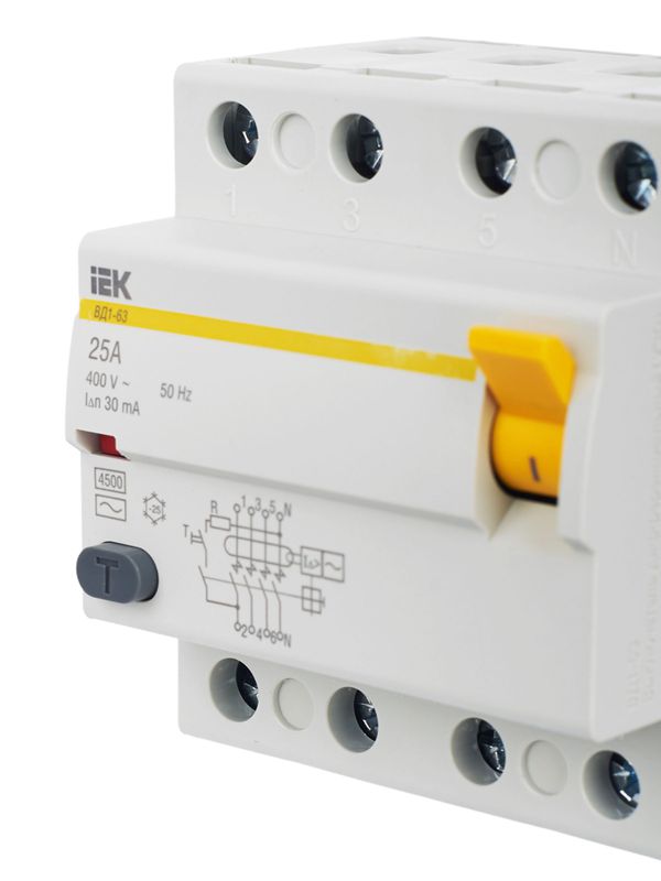 Выключатель дифференциального тока 4п 25А 30мА тип AC ВД1-63 — изображение 8