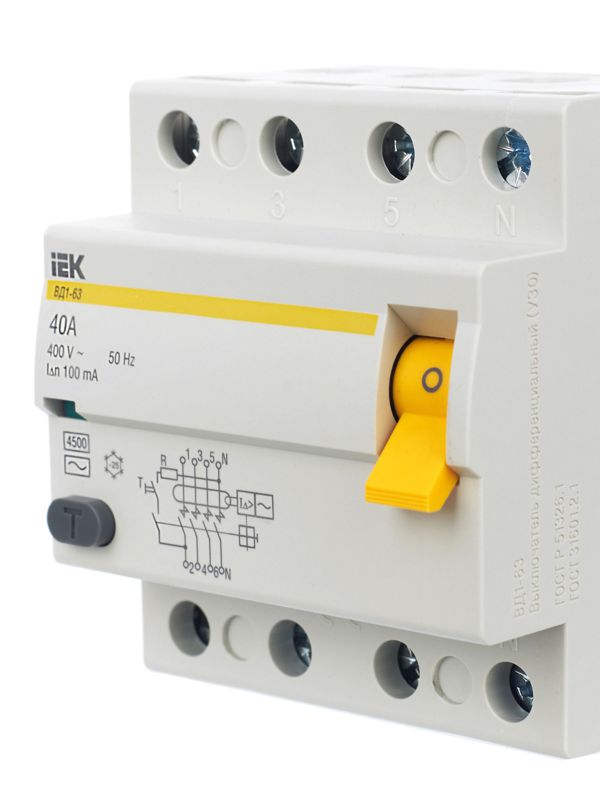 Выключатель дифференциального тока 4п 40А 100мА тип AC ВД1-63 — изображение 8