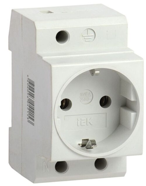 Розетка силовая РАр10-3-ОП с заземл. на DIN-рейку