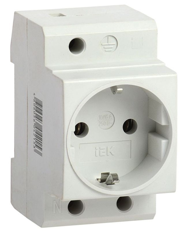 Розетка силовая РАр10-3-ОП с заземл. на DIN-рейку