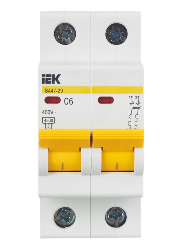 Выключатель автоматический модульный 2п C 6А 4.5кА ВА47-29 — изображение 2