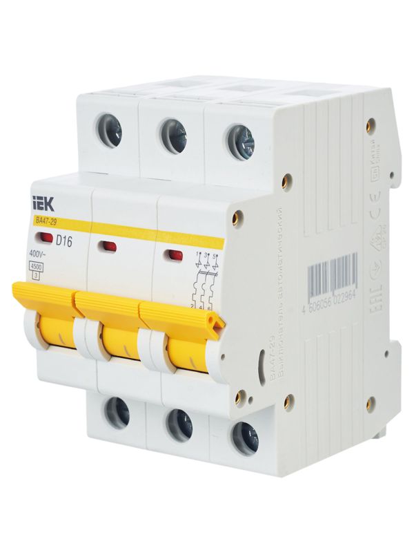 Выключатель автоматический модульный 3п D 16А 4.5кА ВА47-29 — изображение 8