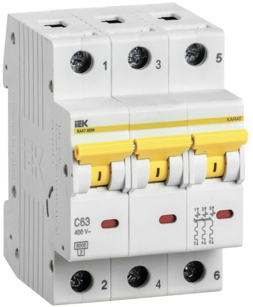 Выключатель автоматический модульный 3п C 63А 6кА ВА47-60M