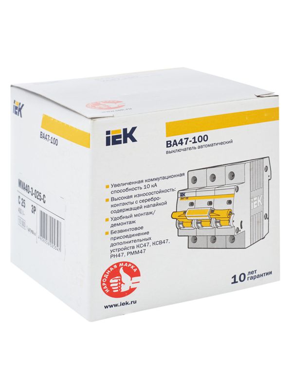 Выключатель автоматический модульный 3п C 25А 10кА ВА47-100 — изображение 9