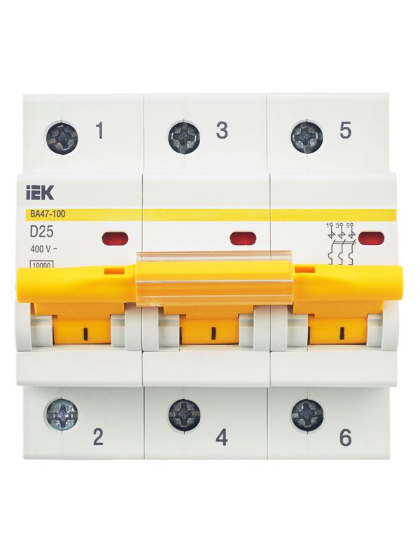 Выключатель автоматический модульный 3п D 25А 10кА ВА47-100 — изображение 2