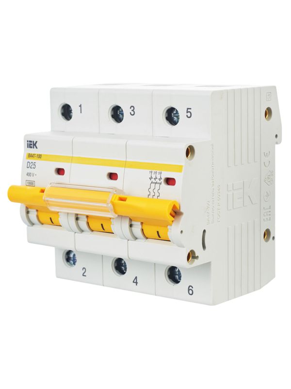 Выключатель автоматический модульный 3п D 25А 10кА ВА47-100 — изображение 8