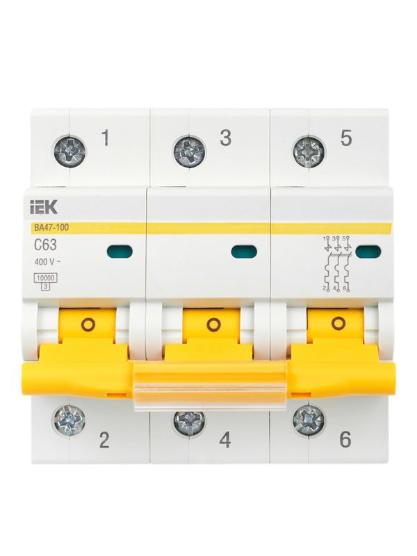 Выключатель автоматический модульный 3п C 63А 10кА ВА47-100 — изображение 2