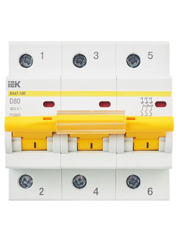 Выключатель автоматический модульный 3п D 80А 10кА ВА47-100 — изображение 2