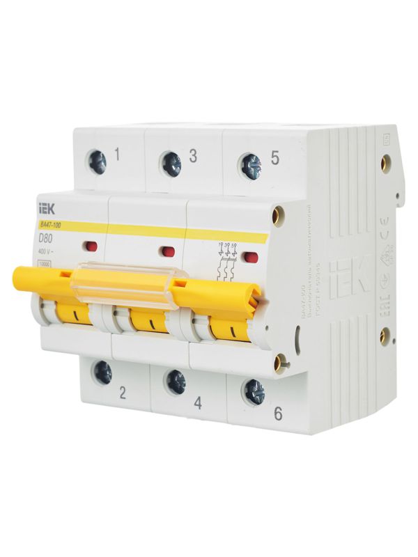 Выключатель автоматический модульный 3п D 80А 10кА ВА47-100 — изображение 8