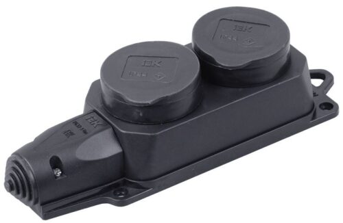 Колодка удлинителя 2-м 16А IP44 Омега РБ32-1-0м с защ. крышкой каучук