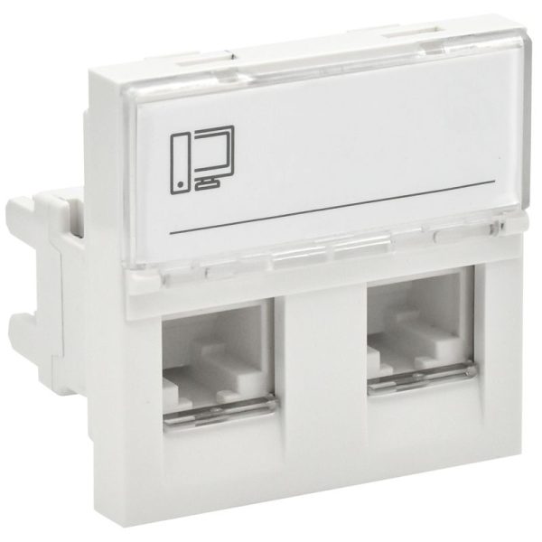 Розетка компьютерная 2мод. 2вх. PRIMER RJ45 кат.5E РКИ-22-00-П-5 бел