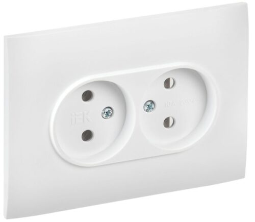 Розетка 2-м SKANDY 10А без заземл. без защ. шторок в сборе SK-R10W арктич. бел