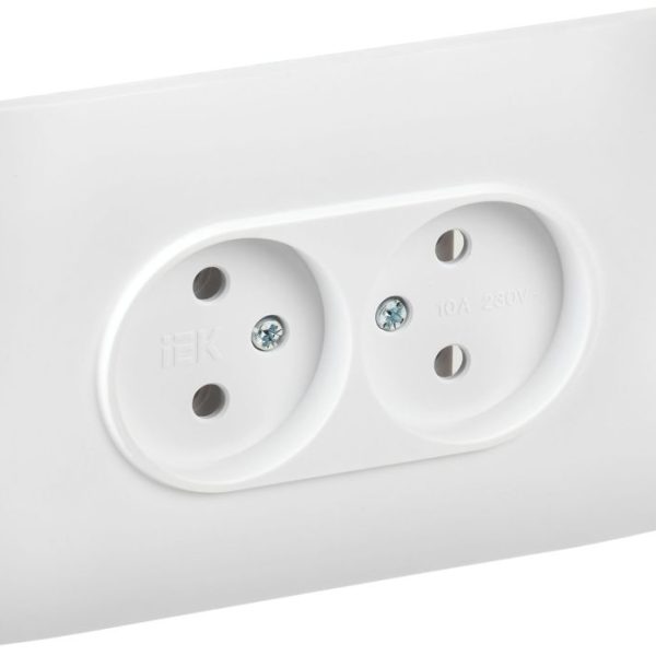 Розетка 2-м SKANDY 10А без заземл. без защ. шторок в сборе SK-R10W арктич. бел