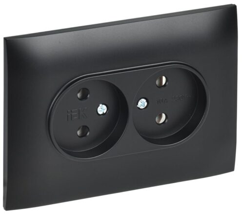 Розетка 2-м SKANDY 10А без заземл. без защ. шторок в сборе SK-R10Bl черн