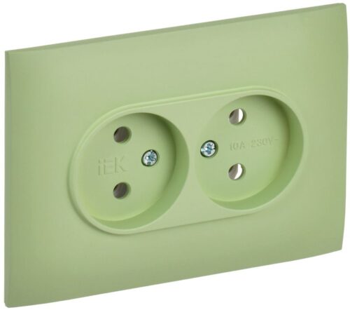 Розетка 2-м SKANDY 10А без заземл. без защ. шторок в сборе SK-R10G мятный