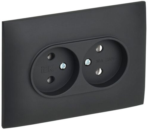 Розетка 2-м SKANDY 10А без заземл. без защ. шторок в сборе SK-R10G графит
