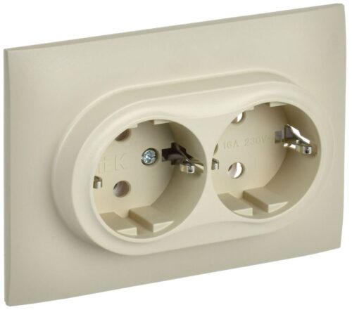 Розетка 2-м SKANDY 16А с заземл. без защ. шторок в сборе SK-R08B беж