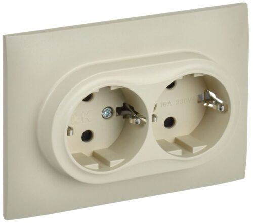 Розетка 2-м SKANDY 16А с заземл. защ. шторки в сборе SK-R07B беж