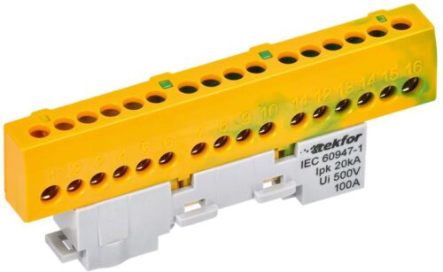 Шина PE "земля" изол. на универс. держ. 6х9-16-ЖЗ