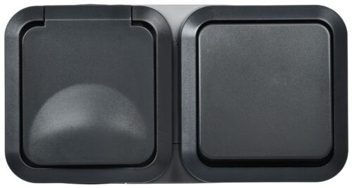 Блок ОП розетка + выключ. горизонт. TORS 16А IP55 TS142 графит