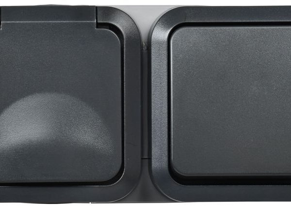 Блок ОП розетка + выключ. горизонт. TORS 16А IP55 TS142 графит