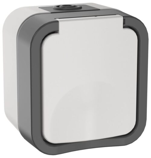 Розетка 1-м ОП TORS 16А IP55 TS220 с заземл. с крышкой бел