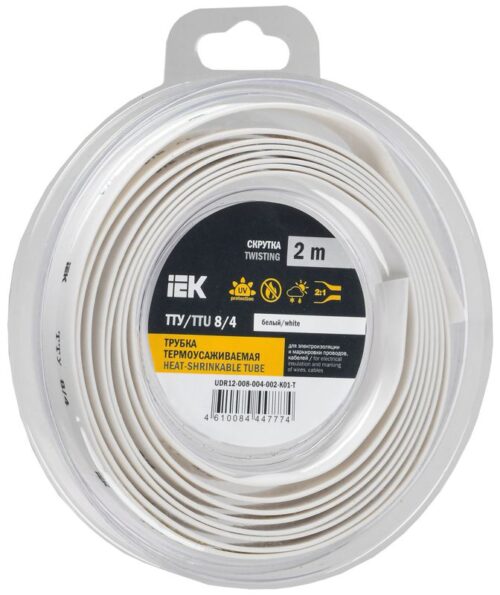 Трубка термоусадочная ТТУ нг-LS 8/4 бел