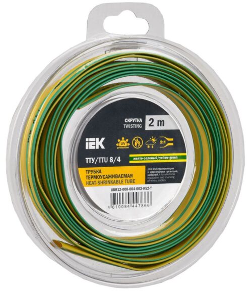 Трубка термоусадочная ТТУ нг-LS 8/4 желт./зел