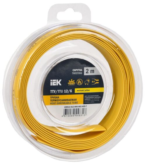 Трубка термоусадочная ТТУ нг-LS 12/6 желт