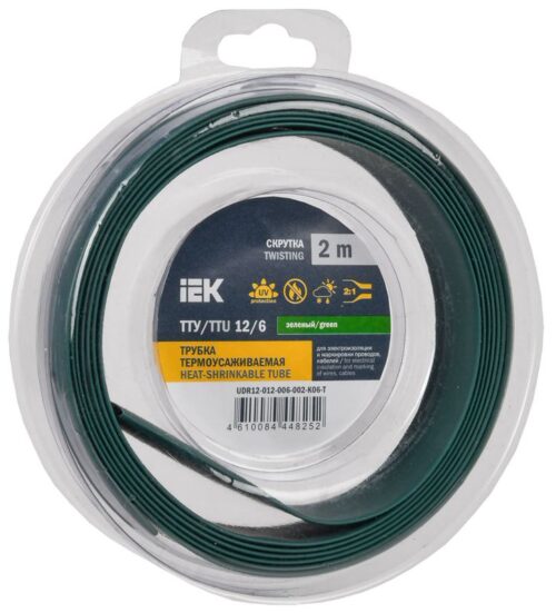 Трубка термоусадочная ТТУ нг-LS 12/6 зел